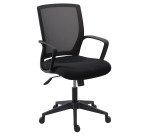 Chaise de bureau Reece tissu et maille Noir - dossier bas - accoudoirs - mécanisme Basculant centré - pieds noir