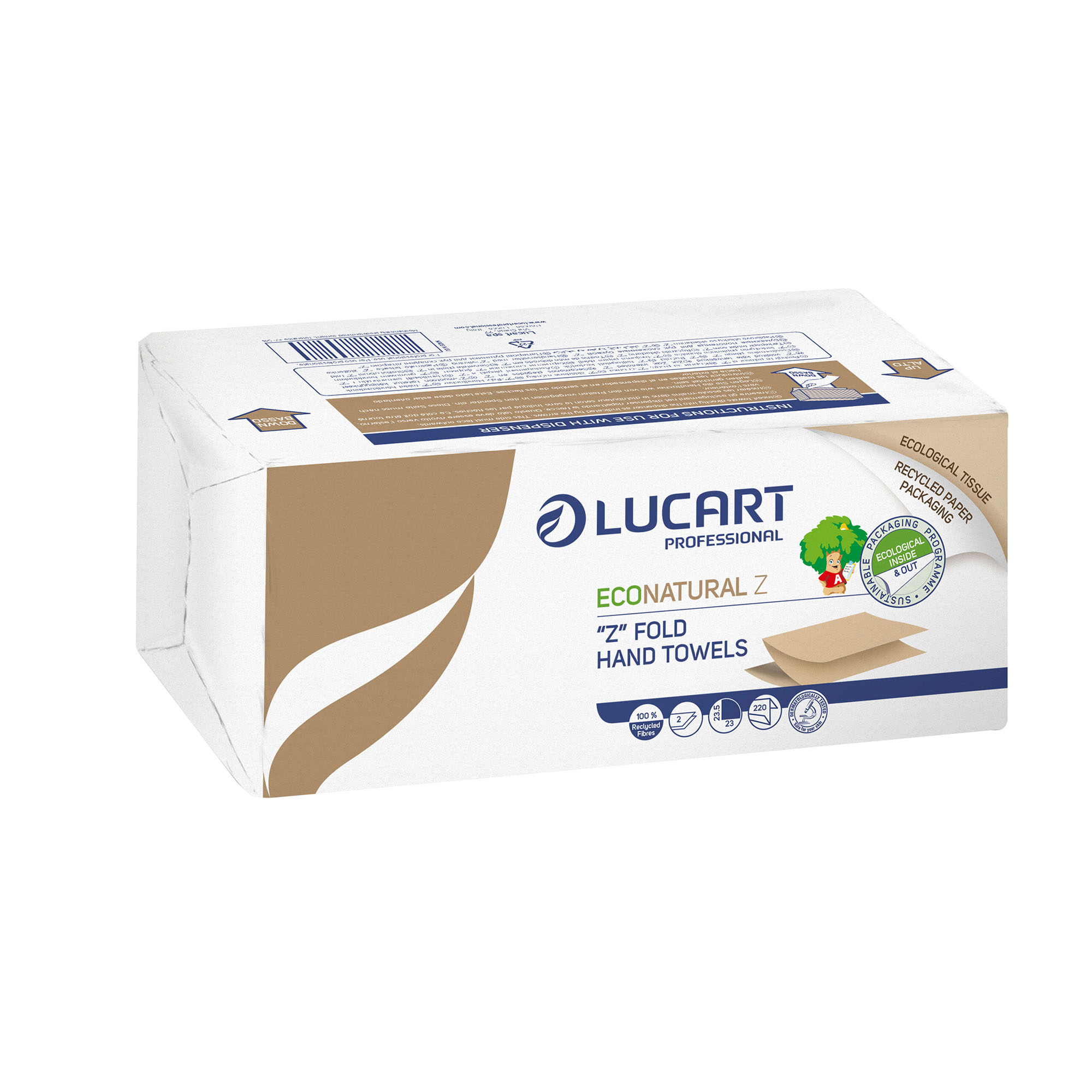 Asciugamani Ecologici Piegati A "V" Lucart EcoNatural V2 2 Veli Avana - Foto 14