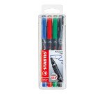 STABILO OHPen permanently 842/4 Fiber Green / Red / Blue / Black Pack 4