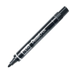 Pentel N50 Permanent Marker Medium Bullet 2.5 mm Black Waterproof Pack of 12