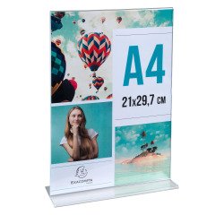 Espositore da tavolo a T A4 cristallo Exacompta - Portamenu