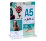 Espositore da tavolo a T A5 cristallo Exacompta - Portamenu