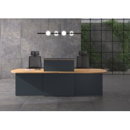 Banque d'accueil Well chêne/ anthracite avec rangements L 290  cm