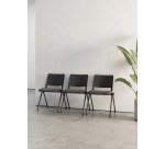 Sedia attesa Tolosa con rivestimento in polipropilene ignofugo colore nero 2 pezzi