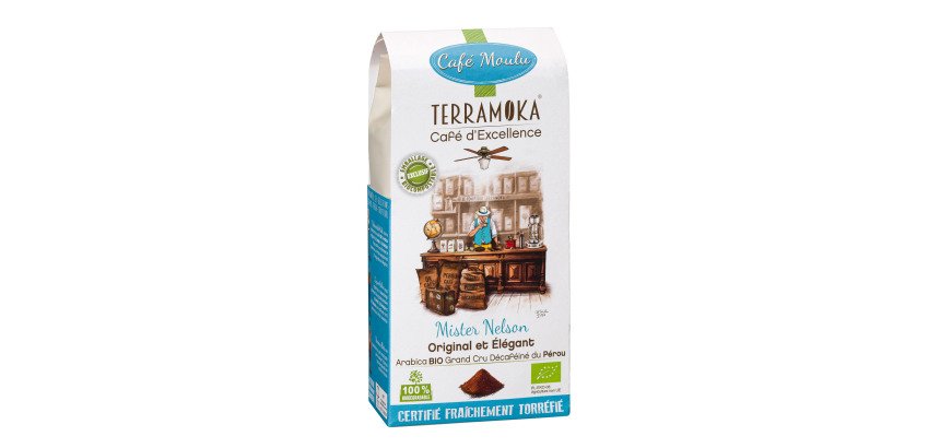 Café moulu Terramoka décafeiné Nelson Bio - Paquet de 250 g