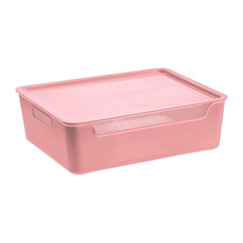 Caja de almacenamiento apilable de polipropileno CEP Bella de 9,15 L rosa