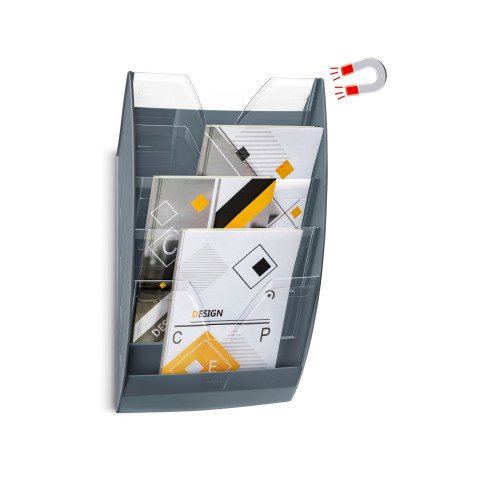 Expositor de pared magnético de 5 compartimentos Cep gris
