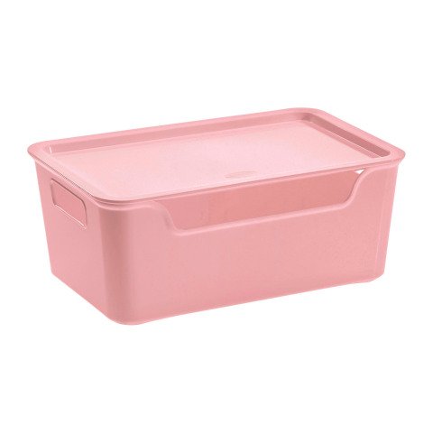 Caja de almacenamiento apilable de polipropileno CEP Bella de 4,22 L rosa