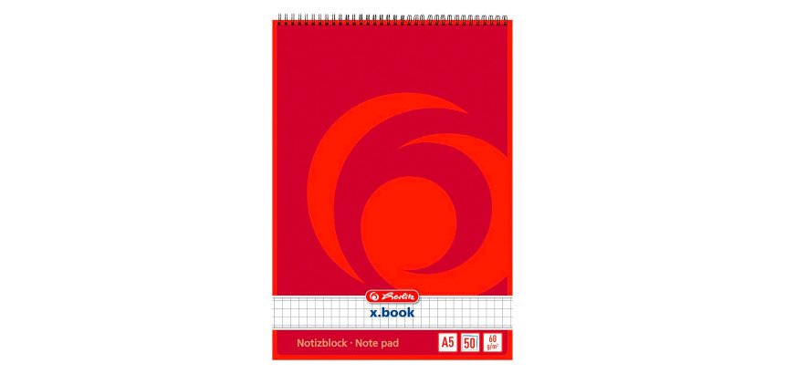 Bloc de bureau Herlitz X.Book A5 spirale x.book, A5, quadrillé - 50 feuilles