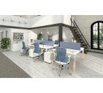 Pôle de 2 bureaux ECLA profondeur 126 piètement métal bois - élément suivant