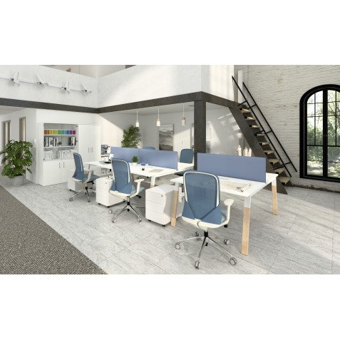 Pôle de 2 bureaux ECLA profondeur 166 piètement métal et bois