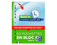 Pochette perforée Quick'in Oxford A4 polypropylène 5/100e - Boîte de 60