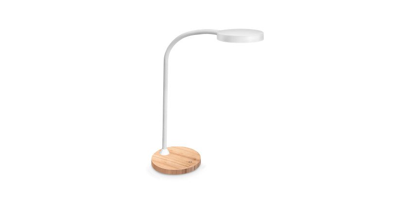 Schreibtischlampe mit integrierter LED Flex - Cep - 5,46 W - Flexibler Arm - Weiß/Holz