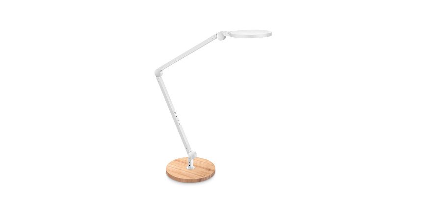Lampe de bureau Led intégre Giant Silva - Cep - 11,13 W - Bras articulé, blanc/bois