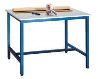 Poste de travail debout L 120 x P 80 cm plateau gris - piétement bleu