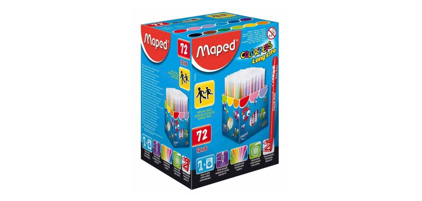 Feutres Maped COLOR'PEPS Long Life - Boîte-présentoir de 72