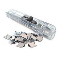 Pince distributrice de clips Supaclip® 40 Rapesco transparente + 25 clips an acier inoxydable