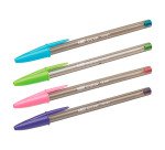 Stylo bille Bic Cristal Fun - écriture large - pochette de 4