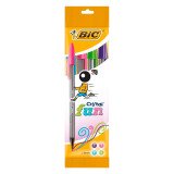 Stylo bille Bic Cristal Fun - écriture large - pochette de 4