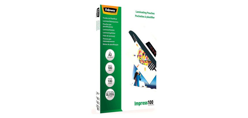 Pochettes de plastification Fellowes A3 2 x 100 µ brillantes - Boite de 100