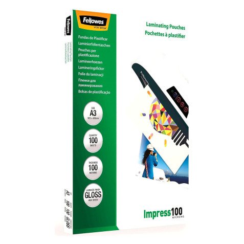 Fellowes A3 2 x 100 µ glossy lamination pouches - Box of 100