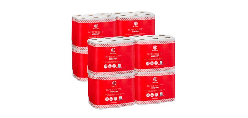 Carta igienica Bruneau in pura cellulosa a 2 veli - 200 strappi - 96 rotoli