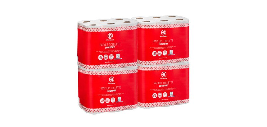 Carta igienica Bruneau in pura cellulosa a 2 veli - 200 strappi - 48 rotoli