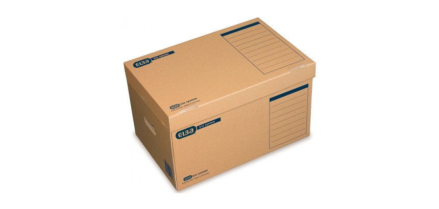 Caisse archives carton Elba Tric System avec couvercle - H 52 x L 31,7 x P 35 cm, marron