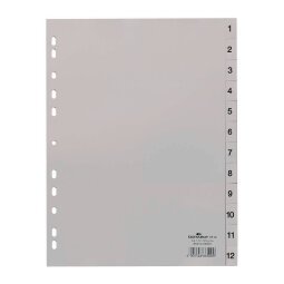 Intercalaires A4 polypropylène gris Durable 12 onglets numériques - 1 jeu