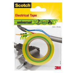 Ruban isolant universel, 15 mm x 10 m, jaune / vert