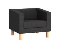 Fauteuil ODEL - Tissu gris foncé chiné, pieds bois