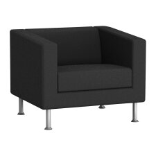 Fauteuil ODEL - Tissu noir, pieds métal