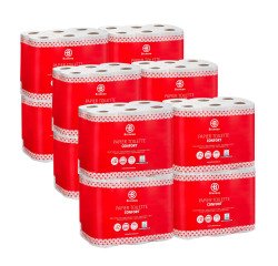 Pack 96 rouleaux papier toilette double épaisseur Bruneau 200 feuilles + 48 rouleaux offerts
