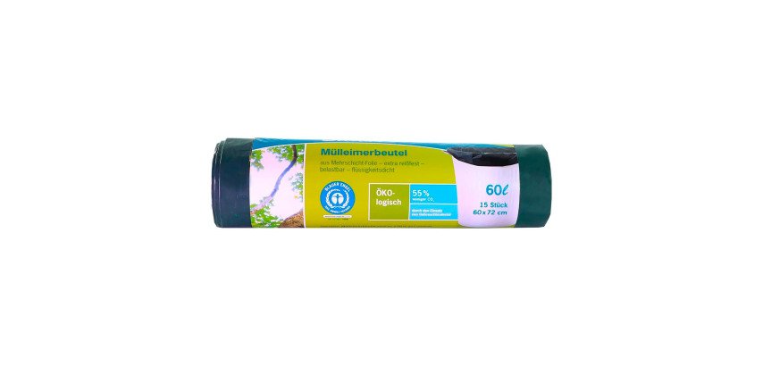 Sac poubelle 60 litres Secolan vert/noir - 15 sacs