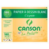 Pochette 12 feuilles papier dessin blanc 24 x 32 cm Canson® "C" à grain® 180 g