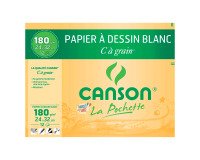 Pochette 12 feuilles papier dessin blanc 24 x 32 cm Canson® "C" à grain® 180 g