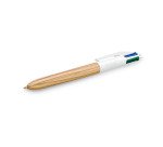 Stylo bille Bic 4 couleurs Wood Style rétractable pointe 1 mm - écriture moyenne