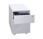 Cassettiera Kubo Monoblocco In Metallo su Ruote a 3 Cassetti, Colore Grigio, Fornita Montata