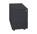Cassettiera Kubo Monoblocco In Metallo su Ruote a 3 Cassetti, Colore Nero, Fornita Montata