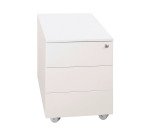 Cassettiera Kubo Monoblocco In Metallo su Ruote a 3 Cassetti, Colore Bianco, Fornita Montata