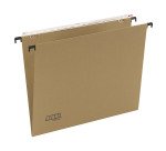 Cartelle Sospese Avana per Cassetti interasse 33 cm, Portaetichette Lenticolare già Montato, Fondo a V, Confezione da 50 p.zi, Colore Avana