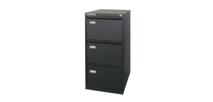 Classificatore Kubo Monoblocco in Metallo a 3 Cassetti  Colore Nero, Fornito Montato