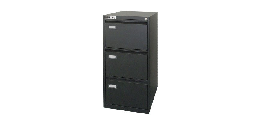 Classificatore Kubo Monoblocco in Metallo a 3 Cassetti  Colore Nero, Fornito Montato