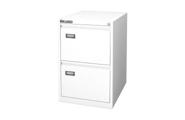 Classificatore Kubo Monoblocco in Metallo a 2 Cassetti Colore Bianco, Fornito Montato