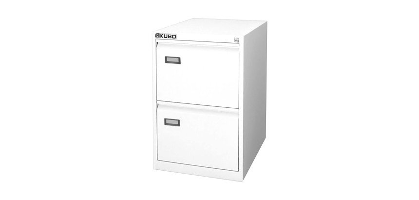 Classificatore Kubo Monoblocco in Metallo a 2 Cassetti Colore Bianco, Fornito Montato