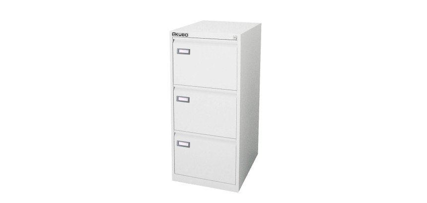 Classificatore Kubo Monoblocco in Metallo a 3 Cassetti Colore Bianco, Fornito Montato