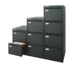 Classificatore Monoblocco in Metallo a 4 Cassetti Colore Nero, Fornito Montato