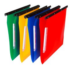 Cartelle  Sospese Cartesio PP per Armadi in polipropilene, interasse 33 cm, Fondo a V, Confezione Retail da 10 p.zi, Colori Assortiti