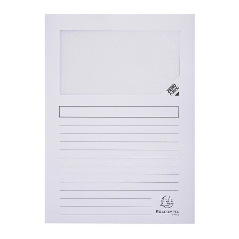 Subcarpetas recicladas con ventanilla ZERO plastic A4 130 g Exacompta Paquete de 25 Blanco