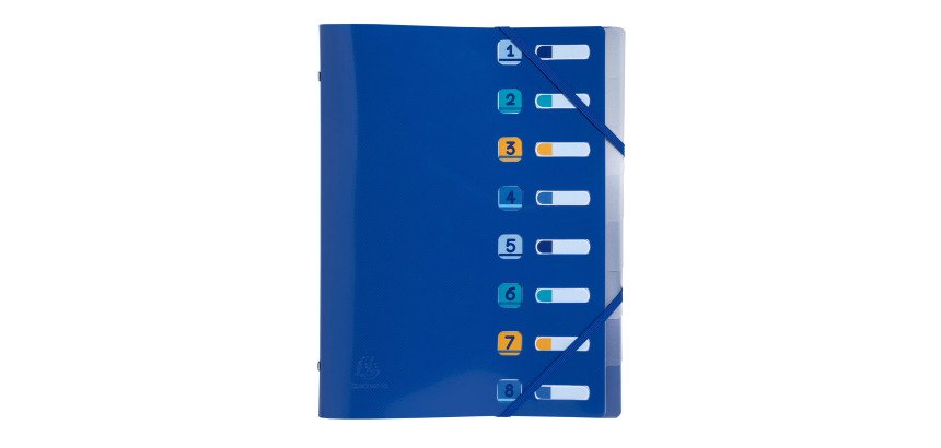 Carpeta clasificadora 8 compartimentos PP 100% reciclado A4 Bee Blue Exacompta azul marino